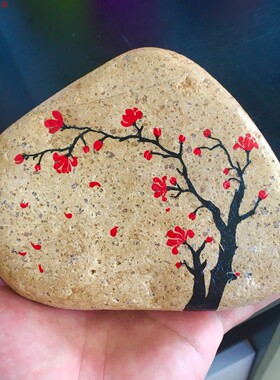 diy装饰品书柜美术手工石头画