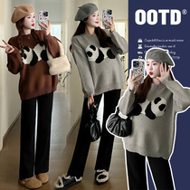 6815 # Big code pregnant woman Fat younger sister Knitted Sweater Sweater