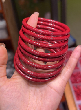 细款朱砂手镯光面素圈正品天然原矿镯子女式紫金砂送女友妈妈礼物