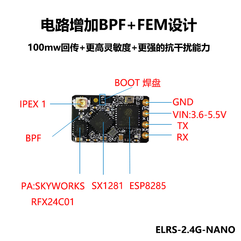 BAYCK贝壳 ELRS 2.4G 915M接收机远距离 ExpressLRS穿越机FPV-图2