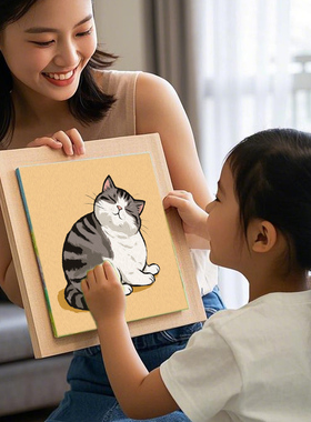 益启画儿童数字油画小猫手绘油画