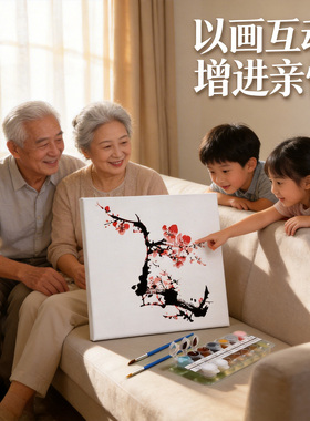 中国风水墨老人DIY数字油画