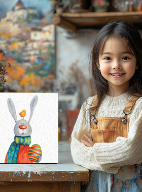 儿童数字油画diy油彩画填充画画小尺寸填色画北欧风方形涂色画板