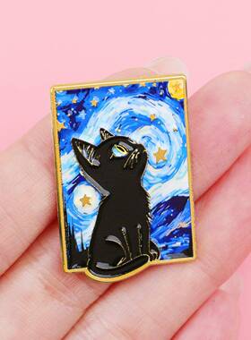 外星猫咪黑猫胸针徽章服装背包饰品配饰别针外贸热销合金胸章