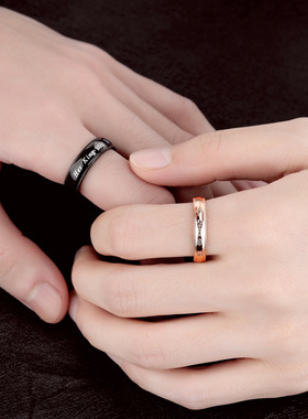 饰品 her King his Queen情侣戒指学生 时尚跨境货源热销钛钢戒指