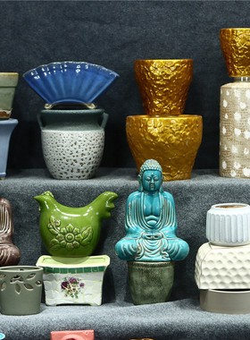 陶瓷做旧外贸装饰花盆花瓶摆件