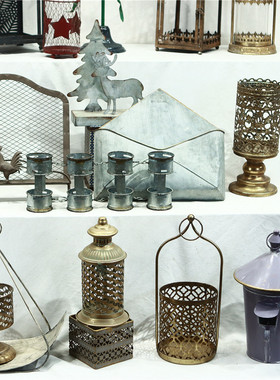 仿古做旧zakka铁艺花园杂货摆件