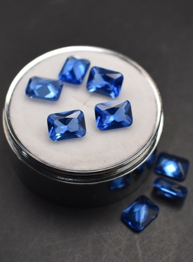 119号长方形蓝尖晶宝石裸石戒指耳钉吊坠diy镶嵌配石尖晶spinel