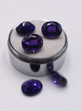 多版切紫刚玉椭圆形戒面裸石紫红刚玉宝石蛋形首饰镶嵌配石DIY