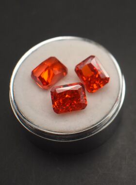 长方形雷迪恩冰花帕德玛红宝石