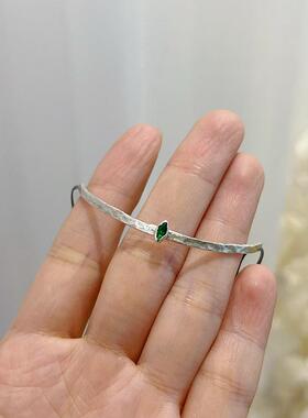 纯手工敲打纹理感纯银手镯链