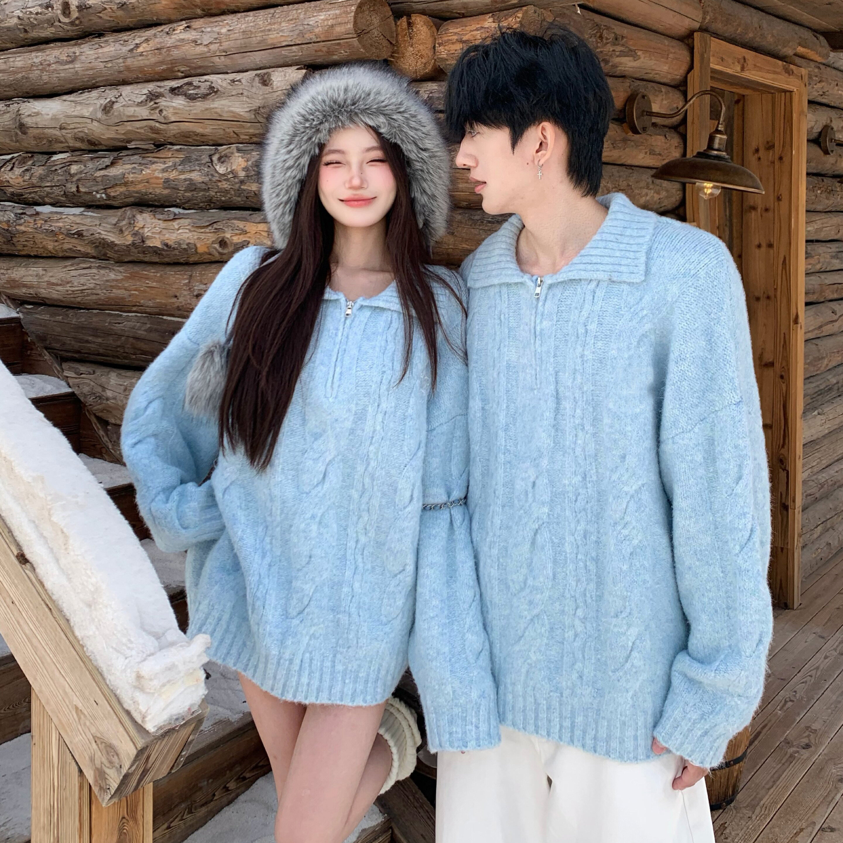 情侣装秋冬2025新款ins超火毛衣男女韩版宽松法式针织衫外套潮牌,淘宝优惠券,粉丝福利购,淘宝优惠卷