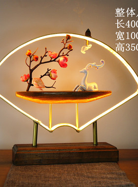 客厅倒流香实木LED灯禅意