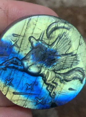 拉长石吊坠独角兽飞马头吊坠独角兽项链挂坠多巴胺穿搭送女友礼物