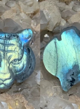 拉长石吊坠月光石挂件老虎头水晶
