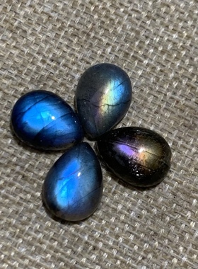 拉长石吊坠水滴18*13裸石蓝彩虹戒面编绳绕线手工diy镶嵌包边芬兰