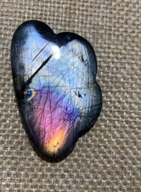 拉长石吊坠芬兰矿印度料灰月光紫彩可爱小云朵项链情侣学生吊坠