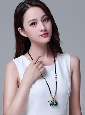 鸿澜长款玛瑙项链配饰挂件女