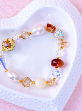 鸿澜奥地利水晶手链女古风甜美可爱韩版简约百搭贝珠彩绘时尚个性