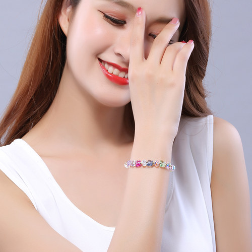 鸿澜奥地利紫水晶手链女手串女生七彩串珠珠子琉璃转运高级感情侣 - 图0