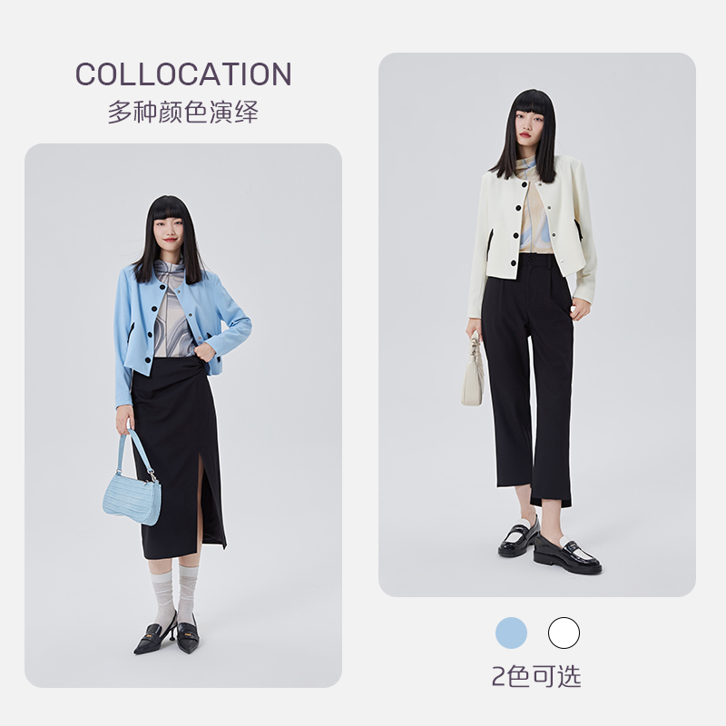 【直播】艾莱依商场同款西装外套女爆款春季高级感短款设计感上衣 - 图2