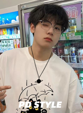 PDSTYLE 暗黑星球百搭钛钢情侣项链男女生设计感链子不掉色可刻字