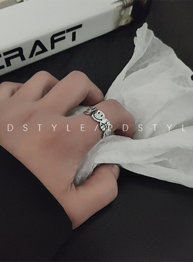 笑脸表情包钛钢戒指可调节嘻哈