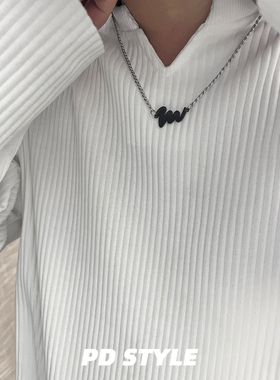 日系风黑色简约字母男女生项链