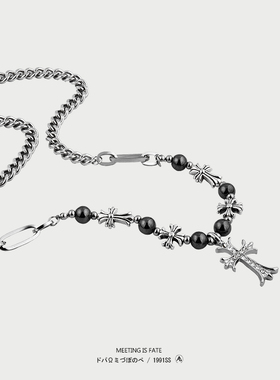 十字架黑珍珠项链男女潮