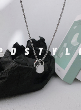 pdstyle王一博同款ins圆牌戒指