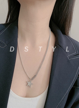 自制ins单环五角星掉色情侣项链