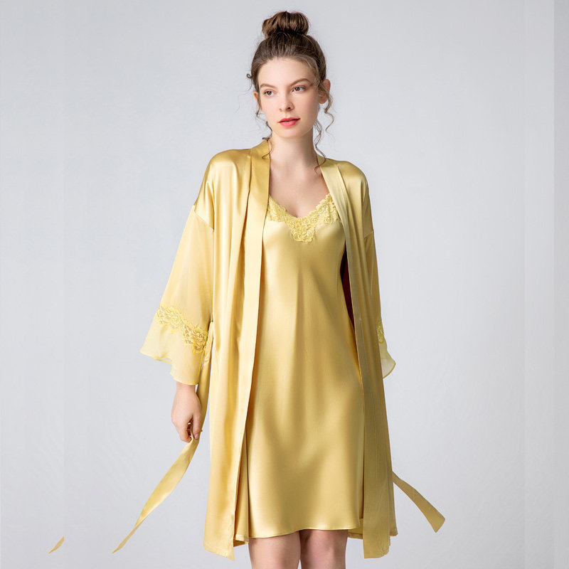 美标春秋睡裙重磅真丝睡衣女性感吊带裙100%桑蚕丝睡袍两件套晨袍,淘宝优惠券,粉丝福利购,淘宝优惠卷