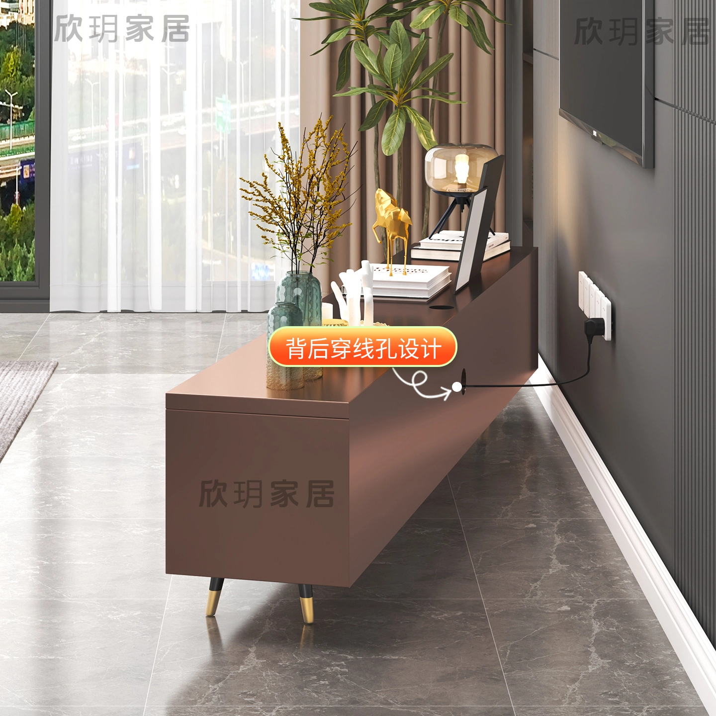 定制不锈钢电视柜客厅2025新款卧室落地高脚电视柜收纳储物柜一体 - 图2