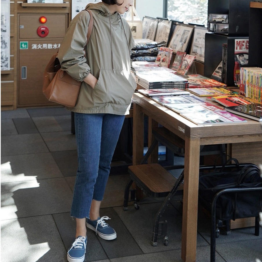 F25韩国女装新美拉德宽松休闲秋冬长袖女套头风衣外套防泼水显瘦