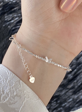 S925纯银精致灵动蝴蝶碎银子手链手环女简约小众轻奢高级感手饰