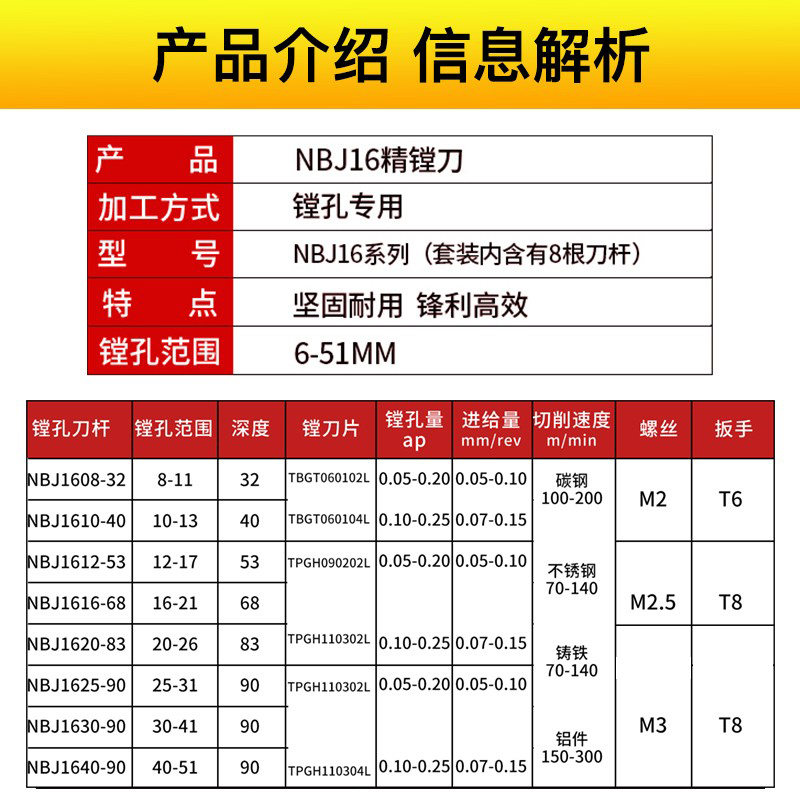 NBJ16微调精镗刀轻型镗孔利器数控加工中心BT30BT40/BT50镗刀套装