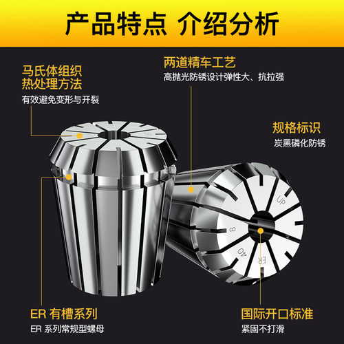 ER40筒夹多孔钻夹头加工中心铣床雕刻机夹头高速精雕机ER弹簧夹头 - 图1