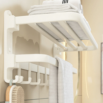 Towel Rack Free to punch toilet accommodating shelve bathroom Double towels Toilet Wall-mounted White Bath Towels