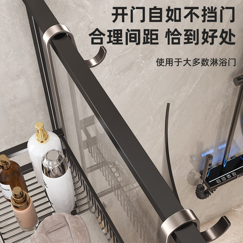 毛巾架卫生间免打孔浴室置物架厕所淋浴房玻璃门挂架毛巾杆浴巾架 - 图1