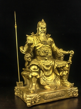 托印关公黄铜摆件大号