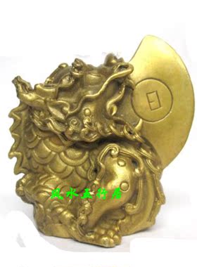 紫铜色日月神兽黄铜睚眦摆件