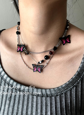 INS千禧辣妹蝴蝶拼接项链