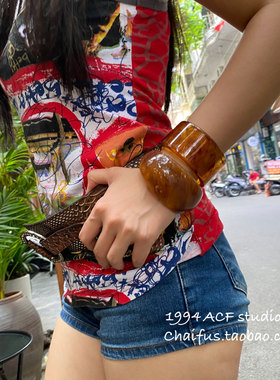 港风复古树脂宽版开口手镯