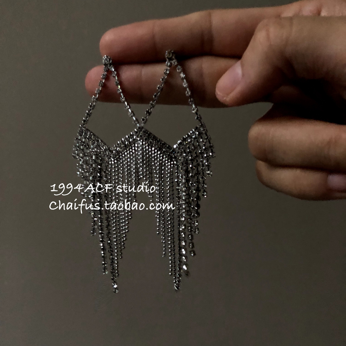 柴夫工作室/E590 欧美赛博朋克动态流苏耳钉小众晚宴宫廷蝴蝶耳环 - 图0