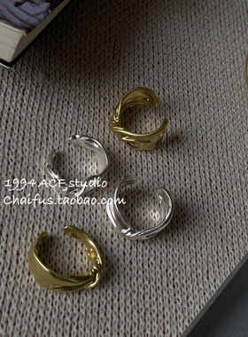 欧美嘻哈褶皱扭结几何戒指