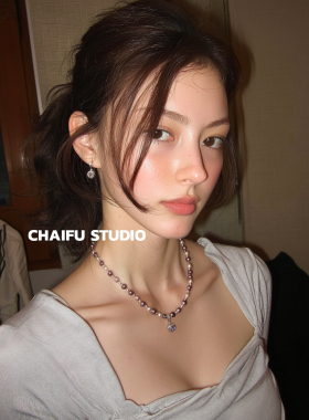 宫廷赫本紫白珍珠项链