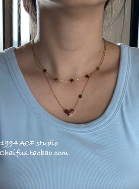 ins轻奢几何爱心小巧项链