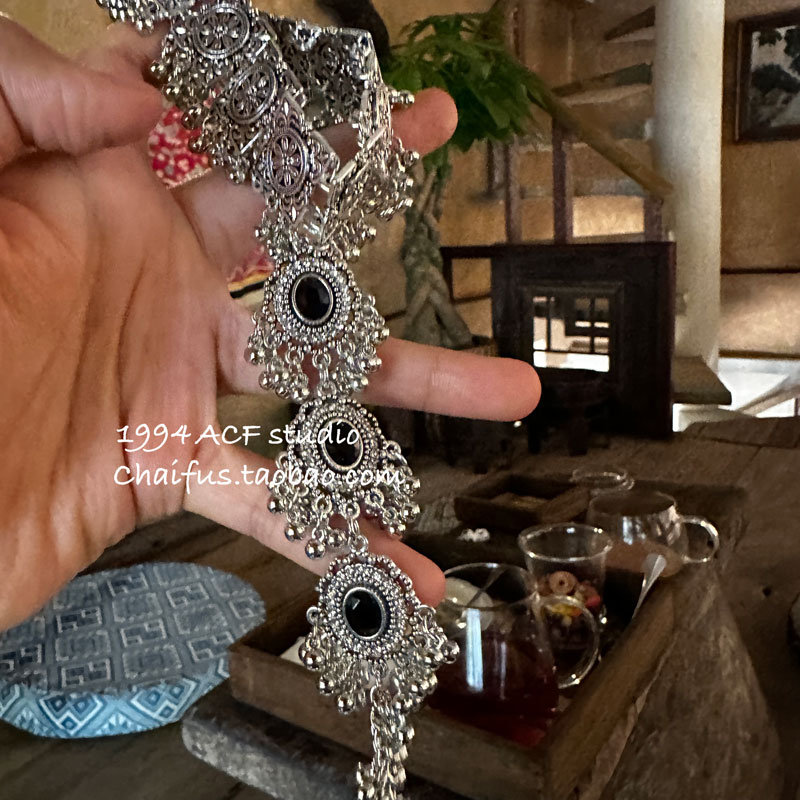 柴夫工作室/S148 复古西域风做旧流苏一体式手链小众苗疆夸张配饰 - 图0