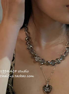 韩系不规则清透树脂爱心项链