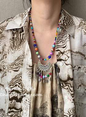 新中式民族串珠文艺流苏项链